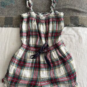 Aerie Plaid Kids Romper with Adjustable Straps